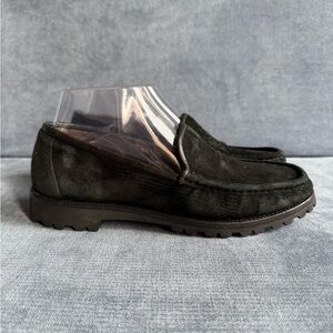 Cole Haan VTG Womens Black Suede Green Label Loafers SZ 7.5 Slip On Preppy